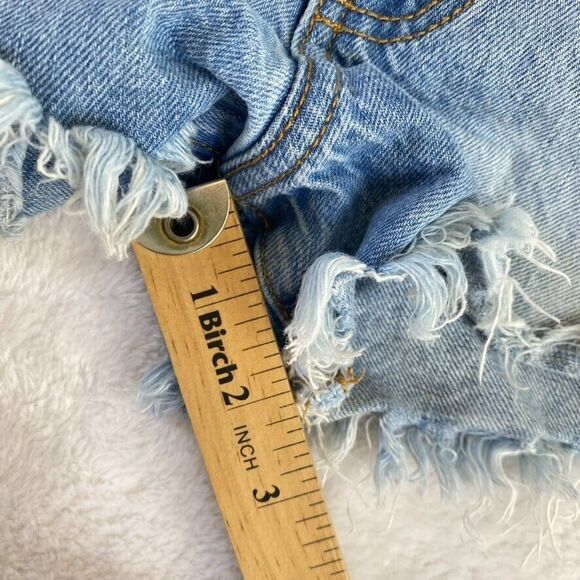 Abercrombie & Fitch Denim Shorts‎ Women Sz 24 Light Wash Distressed Mid Rise - Picture 7 of 11